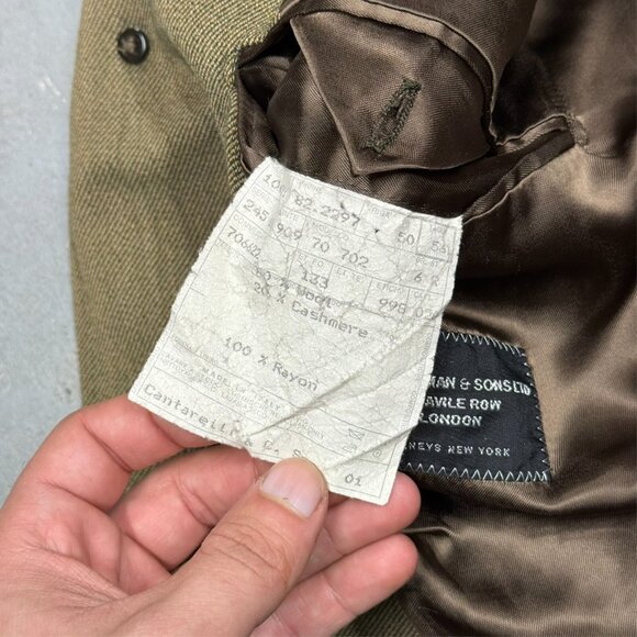 H. Huntsman & Sons 11 Savile Row Wool Cashmere Coat Twill Overcoat Italy 46R - Picture 10 of 10